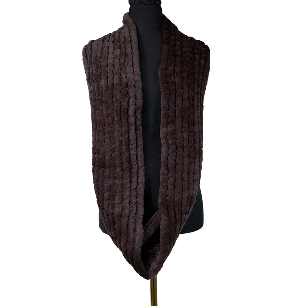Calvin Klein Brown Faux Fur Infinity Scarf Soft Cozy Neck Warmer NEW